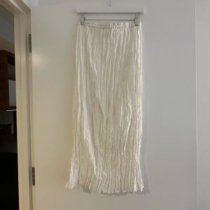 Toteme Crinkle 100% Silk Skirt White Size 36 Lined